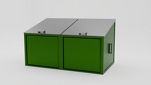 3D low poly rubbish bin