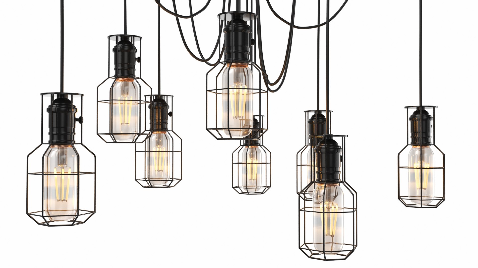 3D Real Industrial Chandelier Bulb Light - TurboSquid 1586542