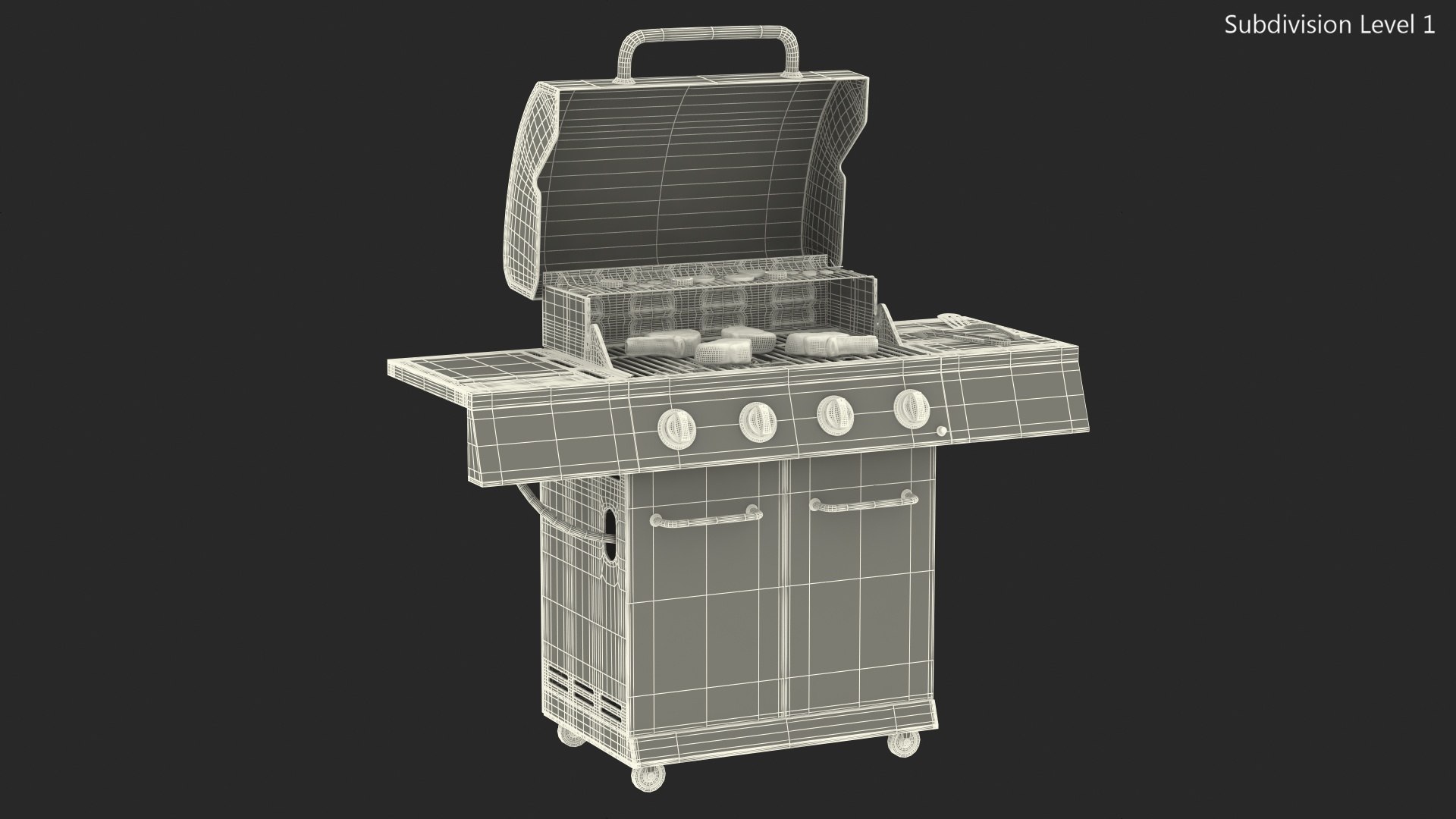 Gas grill meat vegetables 3D - TurboSquid 1627707