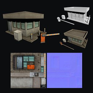 3D Security Booth Low-poly game ready 3D model model