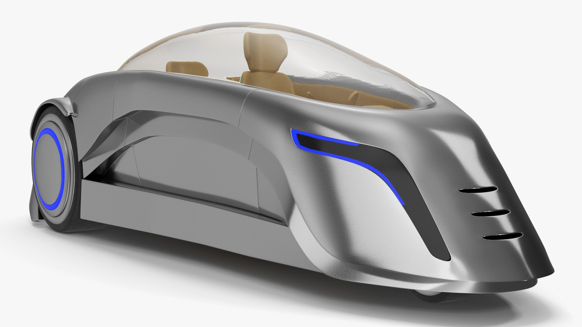 Futuristic Car Trike Metallic 3D model preview