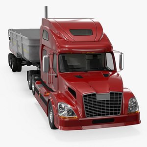3D Semi Truck with Dump Trailer model