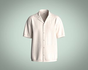 Mens Resort Collar Shirt with textured Fabric knit and Short Sleeves 3D model