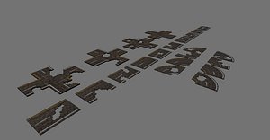 3d set road damaged model