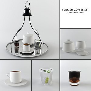 3d turkish coffee set model