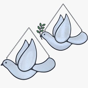 Dove and Dove of Peace Suncatcher Stained Glass Set