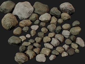 3D 50 low poly rock collection 2014 model