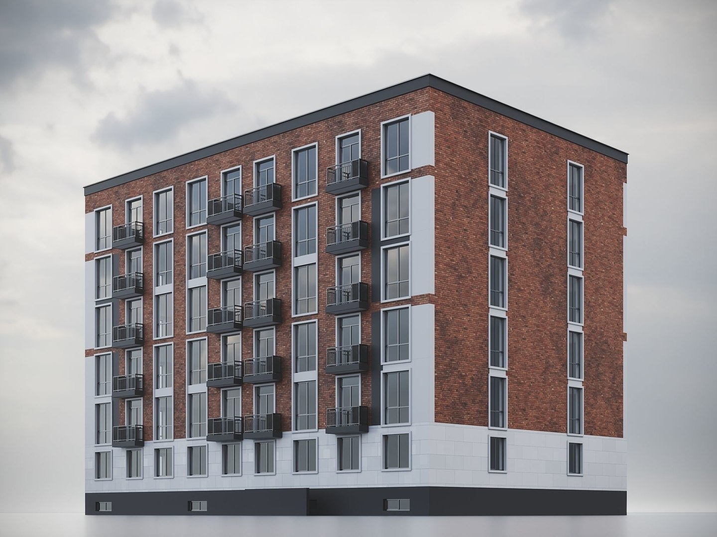 Brick Residential Building 012 3D - TurboSquid 2153810