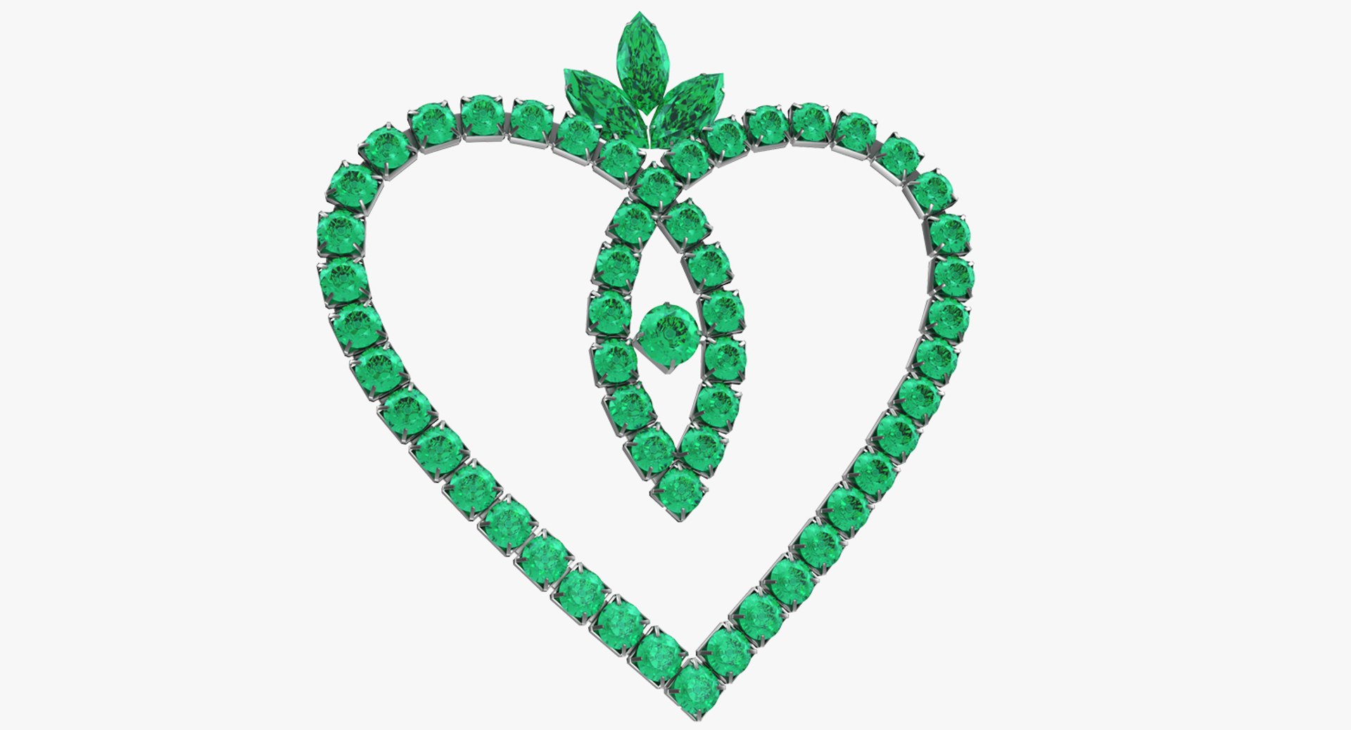 Green Emerald Crystal Jewelry 3D Model 3D model preview