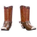 Western Cowboy Boots with Spurs PBR 3D Model