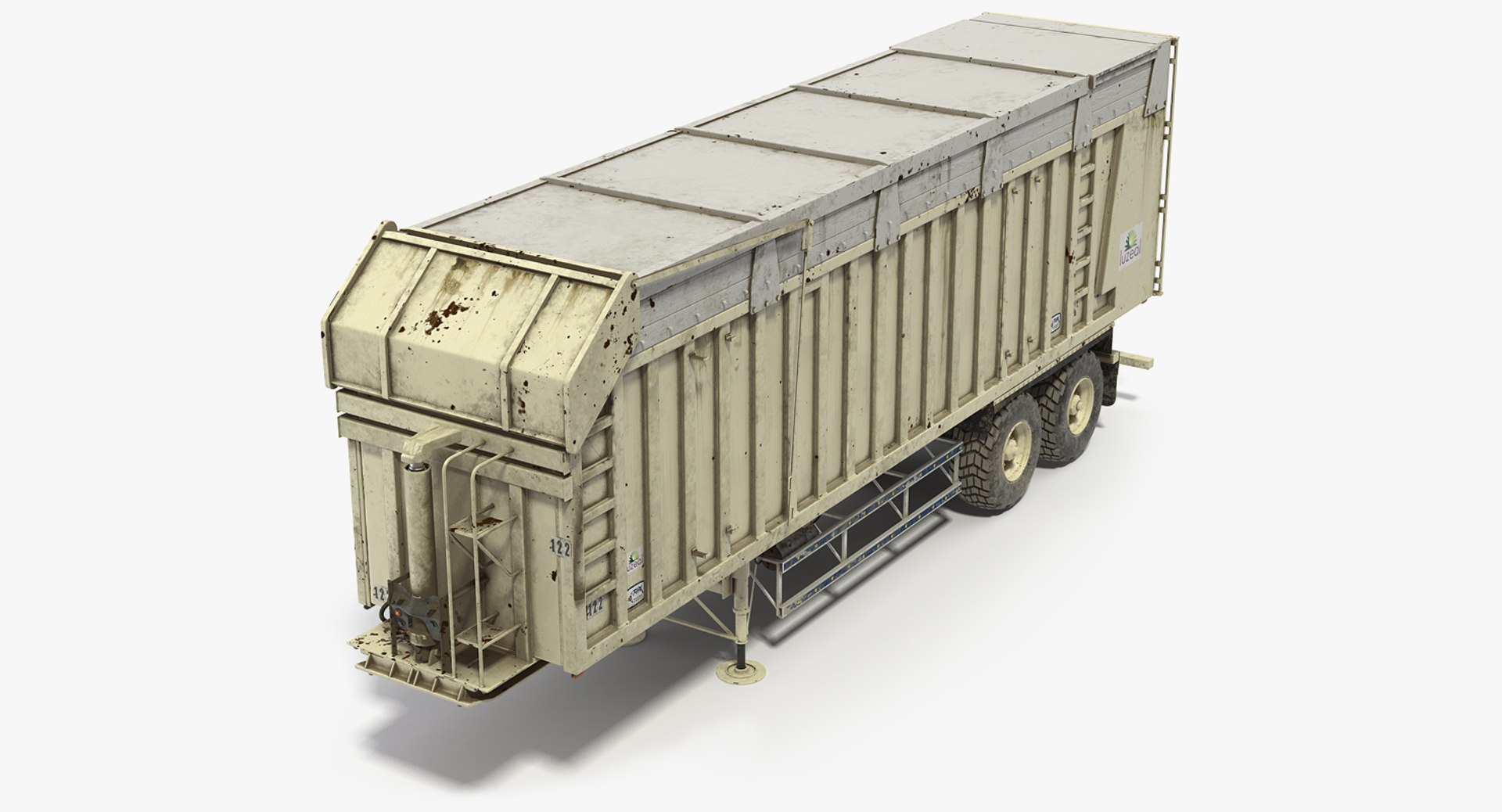 Harvester Trailer Dirty 3D Model 3D model preview