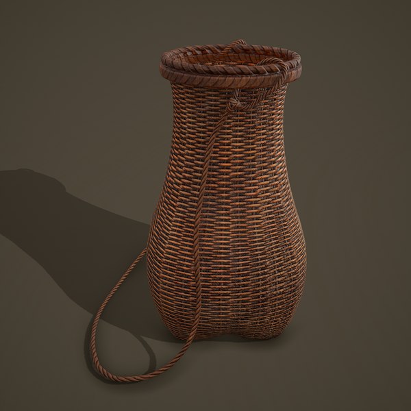 medieval style wicker basket 3D