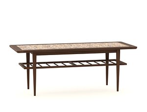 3D Low Poly Mid Century Wooden Low Coffee Table model