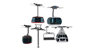 Ski lift gondola collection 3D model