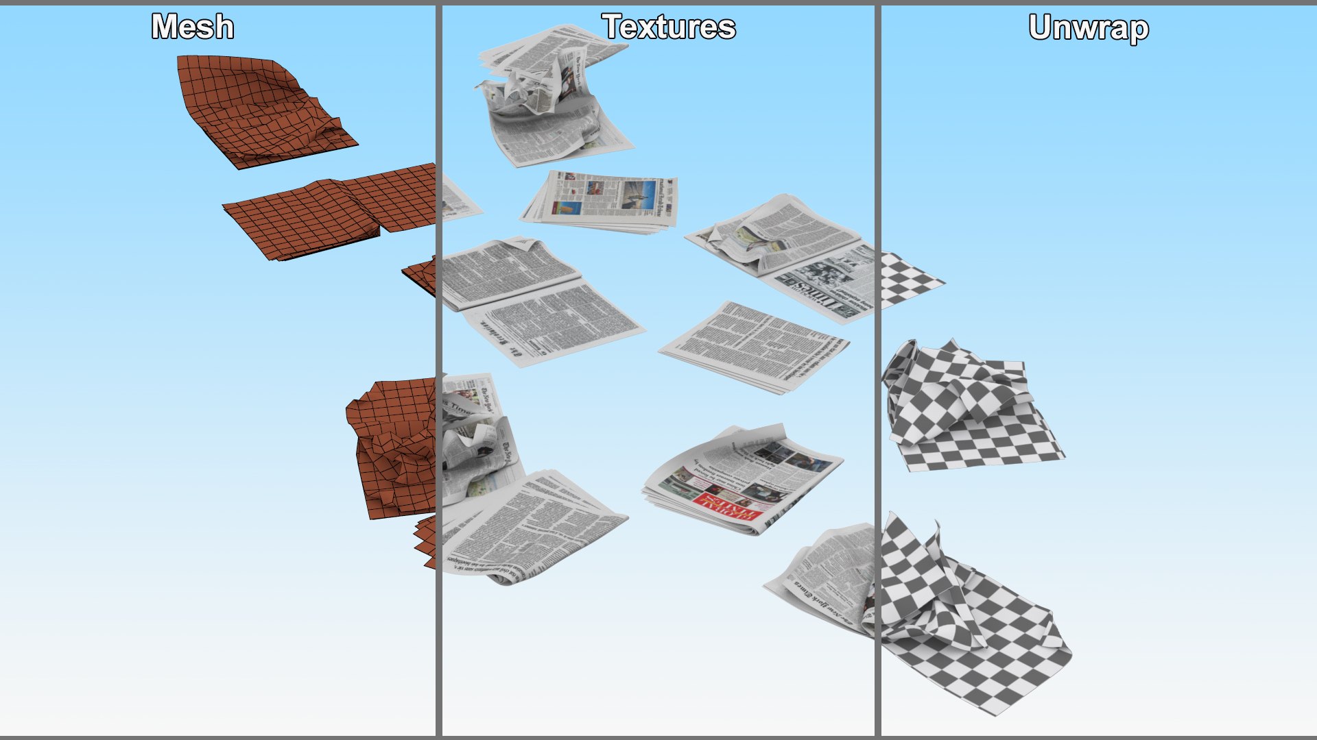 Assorted Crumpled Newspapers 3D model https://p.turbosquid.com/ts-thumb/Sf/AmneVB/da/assorted_crumpled_newspapers_009/jpg/1734544917/1920x1080/fit_q87/c0dc0922d707c69df2c601ba39fb0d18ccf8968d/assorted_crumpled_newspapers_009.jpg