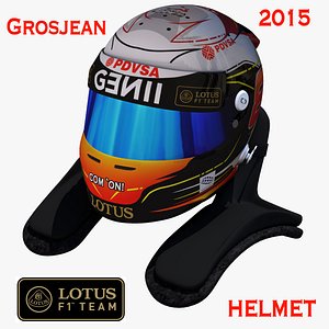 romain grosjean helmet 2015 3d model