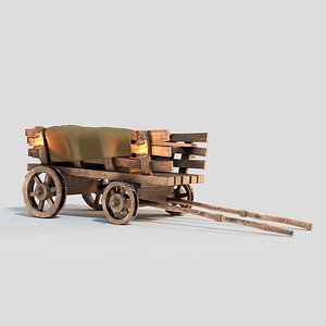 3D model Medieval Wooden Wagon