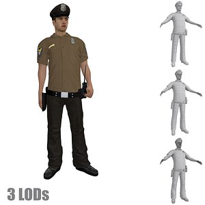 rigged police officer s hat 3d max