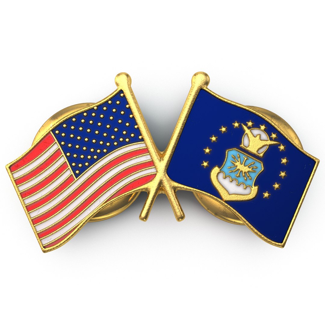 US Air Force Flag Pin 3D model preview