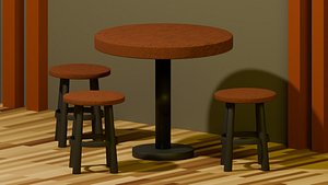 Full Scene Classic Round Stool 3D model