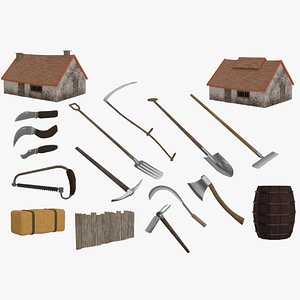 3D Low Poly Farming Equipment Collection model