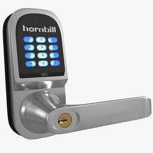Hornbill Smart Lock with Keypad Door Knob Silver 3D model