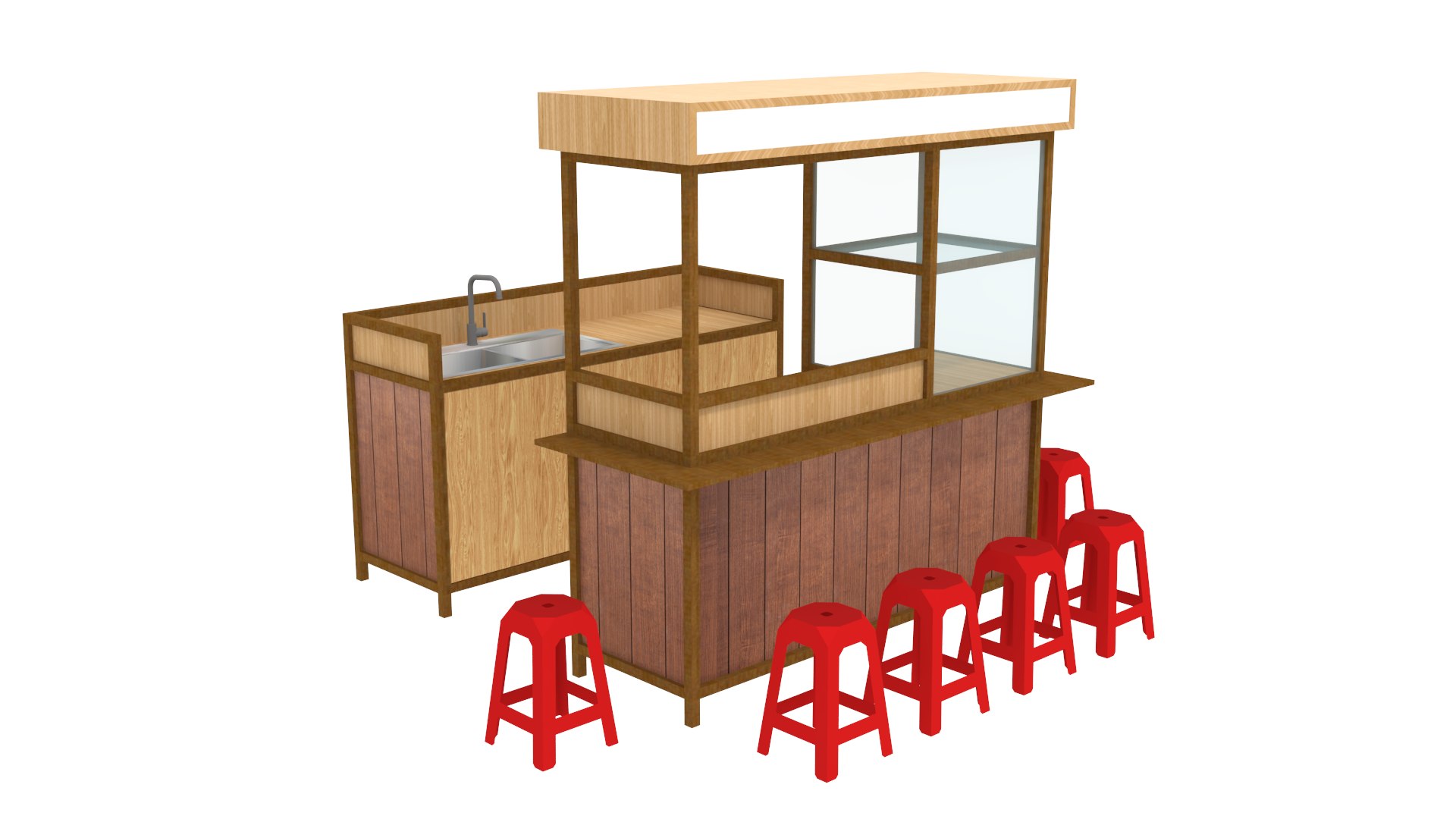 Stand Booth Kiosk Food 3D Model - TurboSquid 1776449
