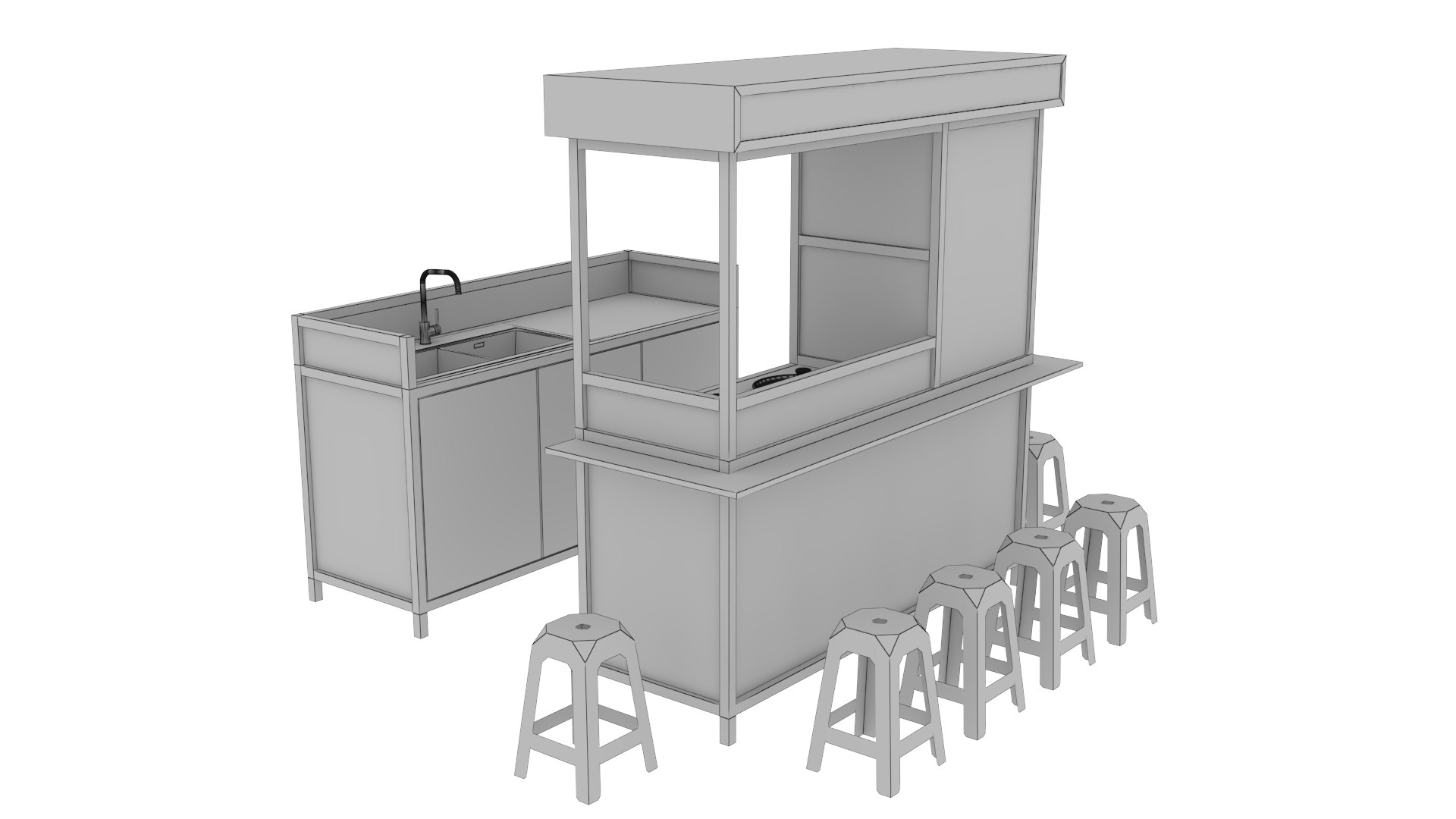 Stand Booth Kiosk Food 3D Model - TurboSquid 1776449