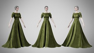 Dress 50 Olive Green Velvet