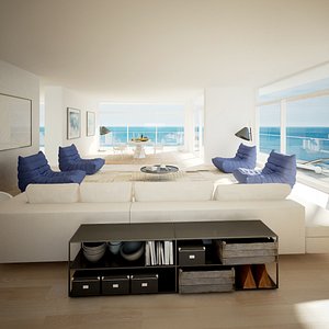 living room seaview obj