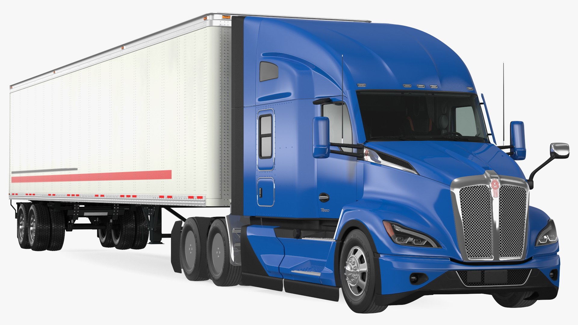 Kenworth Truck With Semi Trailer 3D model preview