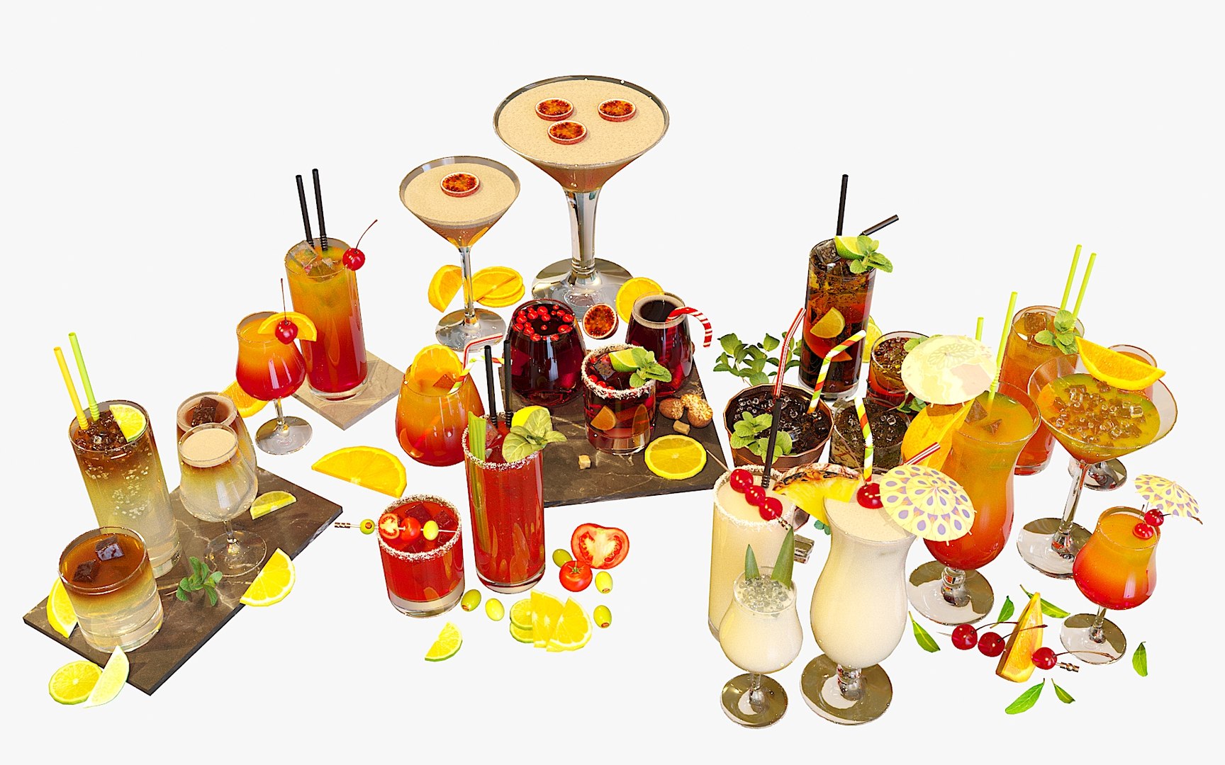 Cocktail Liquid Glass Set 3D Model - TurboSquid 1680407