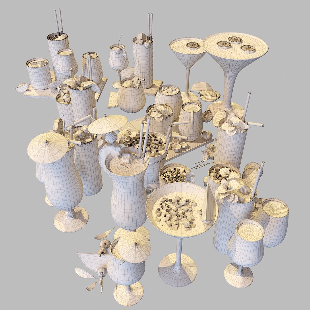 Cocktail Liquid Glass Set 3D Model - TurboSquid 1680407