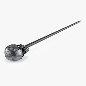 3D Black Walking Stick Skull Top model