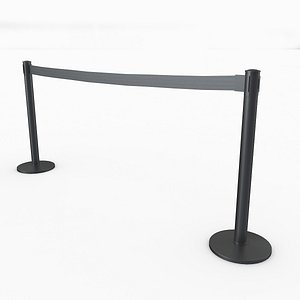 3D Airport Stanchions Black Long