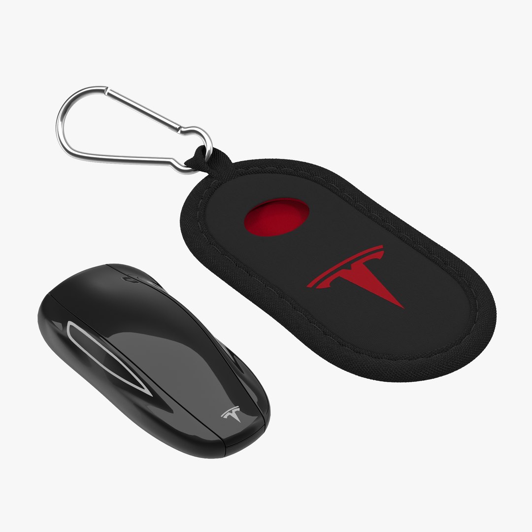 Tesla S Key Fob And Black Cover 3D model preview
