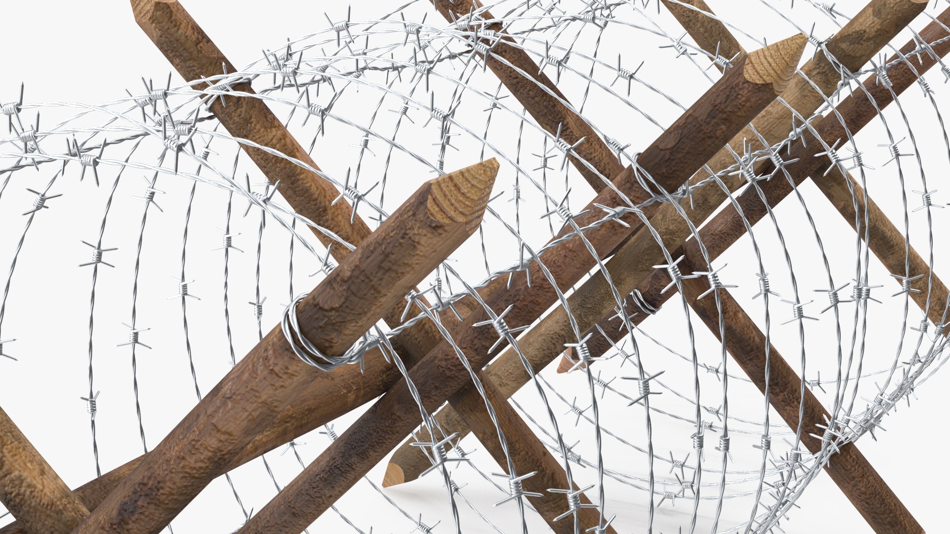 Cheval de Frise Barbed Wire Fence model https://p.turbosquid.com/ts-thumb/Sg/floPqb/rt/chevaldefrisebarbedwirefence3dsmodel013/jpg/1617652507/1920x1080/fit_q87/aada1d88d5311e877238486dd4bb41caee2f8f60/chevaldefrisebarbedwirefence3dsmodel013.jpg