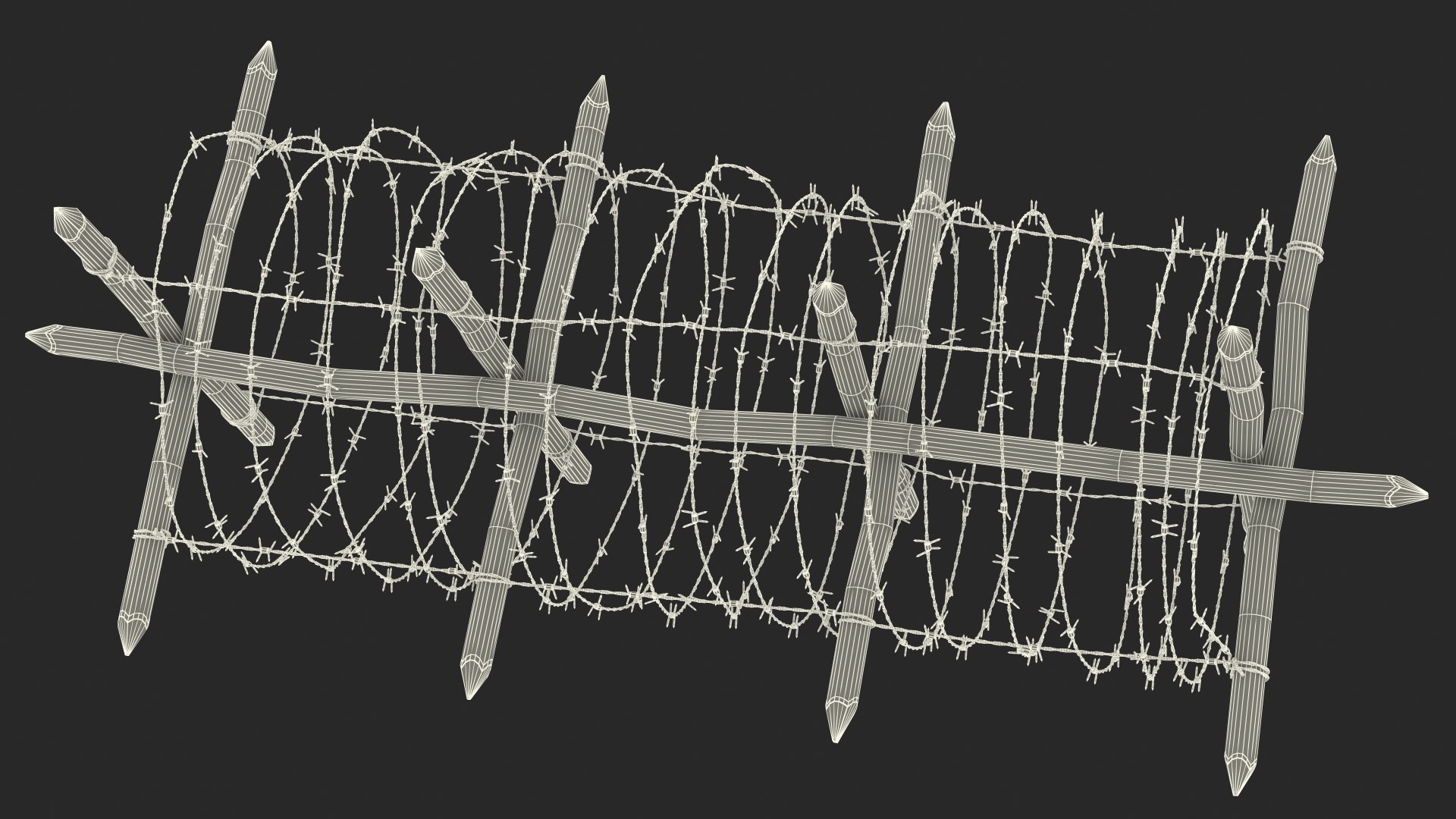 Cheval de Frise Barbed Wire Fence model https://p.turbosquid.com/ts-thumb/Sg/floPqb/yO/chevaldefrisebarbedwirefence3dsmodel028/jpg/1617652607/1920x1080/fit_q87/49335cceac2d70ee293743af4de1bc887c94d4b2/chevaldefrisebarbedwirefence3dsmodel028.jpg