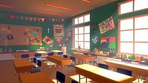 Asset - Cartoons - Background - Classroom - 02 3D model