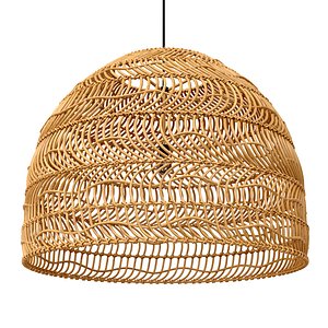 3D model Wicker Hanging Lamp Natural bamboo Large