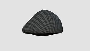 Female Beret Hat 01 Black Stripe - Character Fashion Design 3D model
