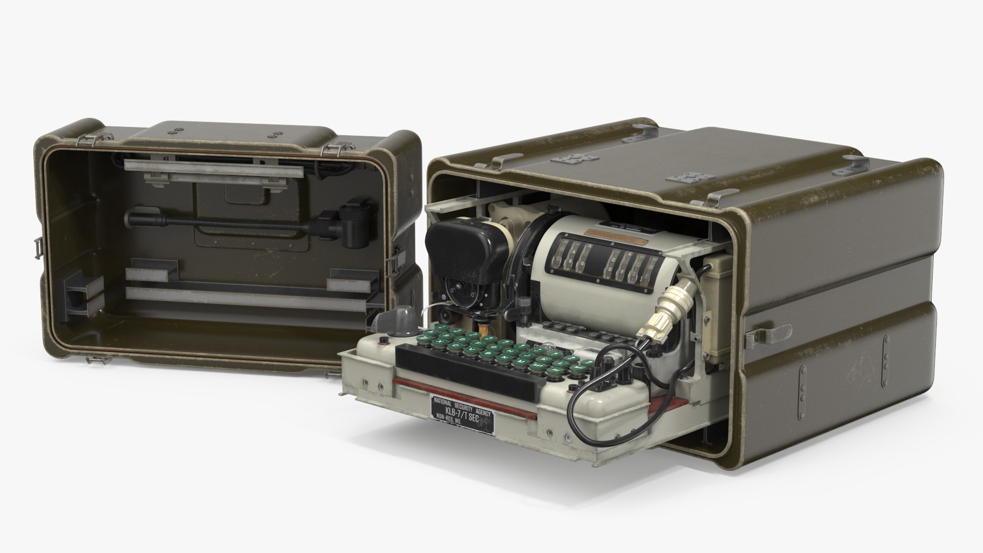 Cold War Cipher Machine TSEC KL-7 3D model for industrial visualization, technical presentation, simulation, product rendering, and animation