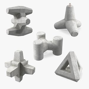 3D Breakwater Coastal Protection Blocks Collection 3