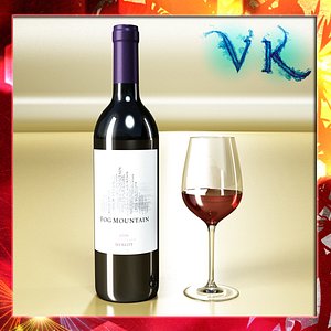 Red Wine Bottle and Cup - Fog Mountain