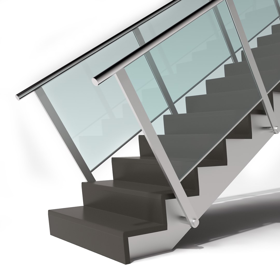 Glass Metal Stairs 3D - TurboSquid 1393606