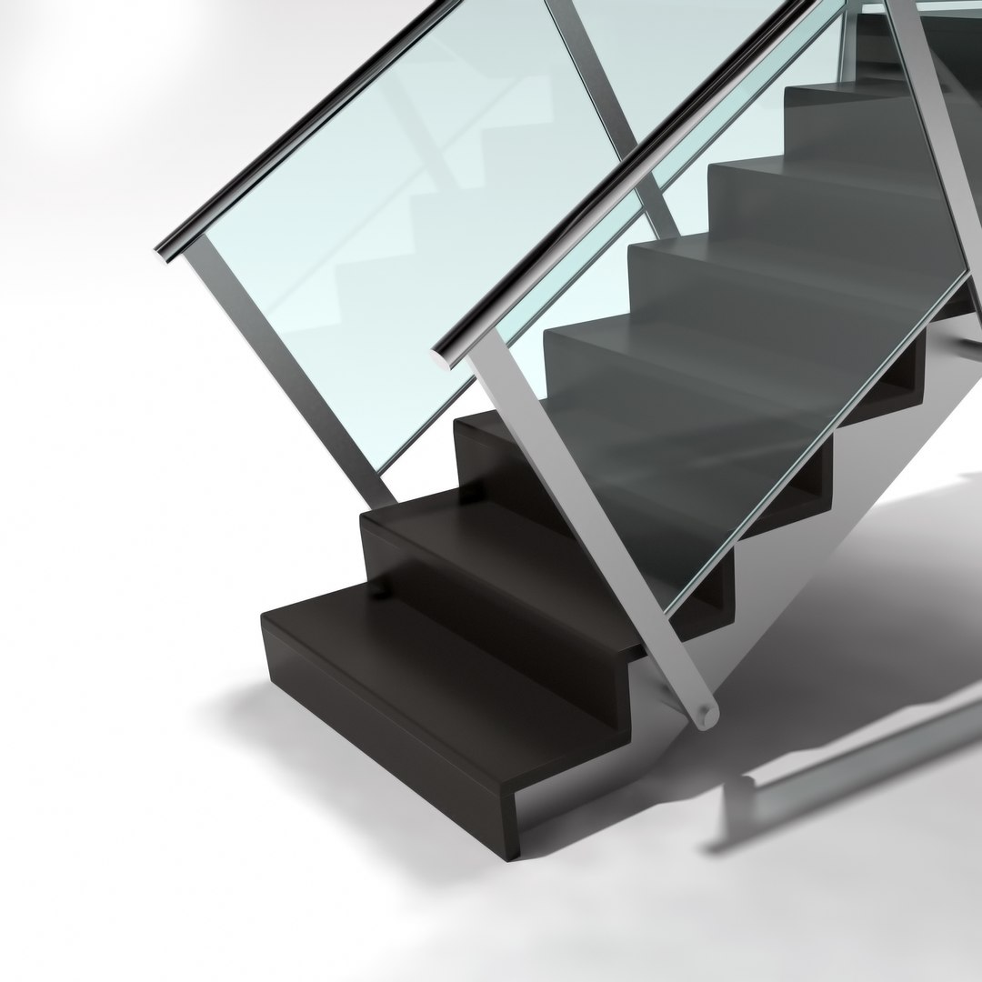 Glass Metal Stairs 3D - TurboSquid 1393606