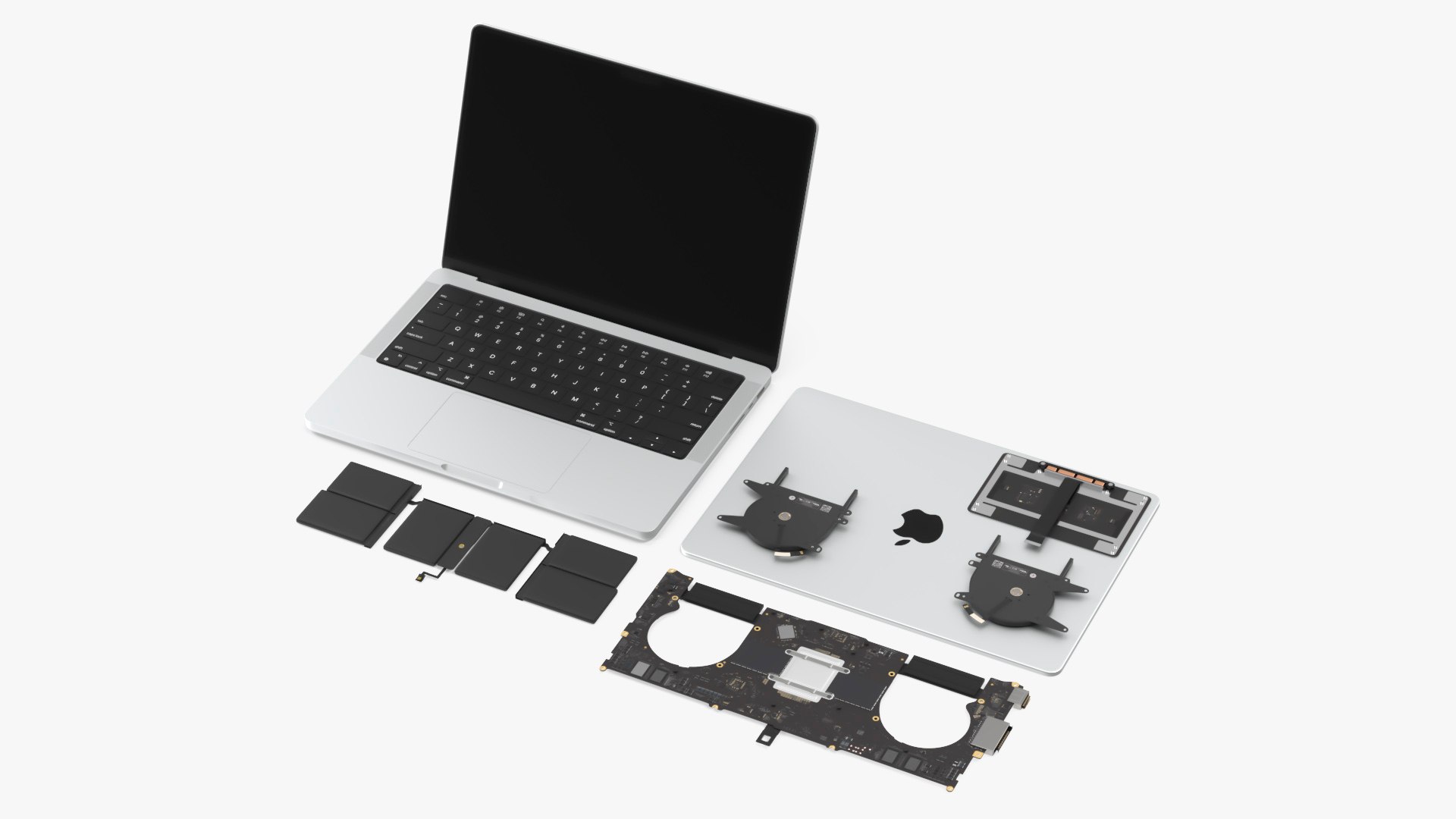 MacBook Pro 14 M2 with Detailed Inner Structure 3D model preview