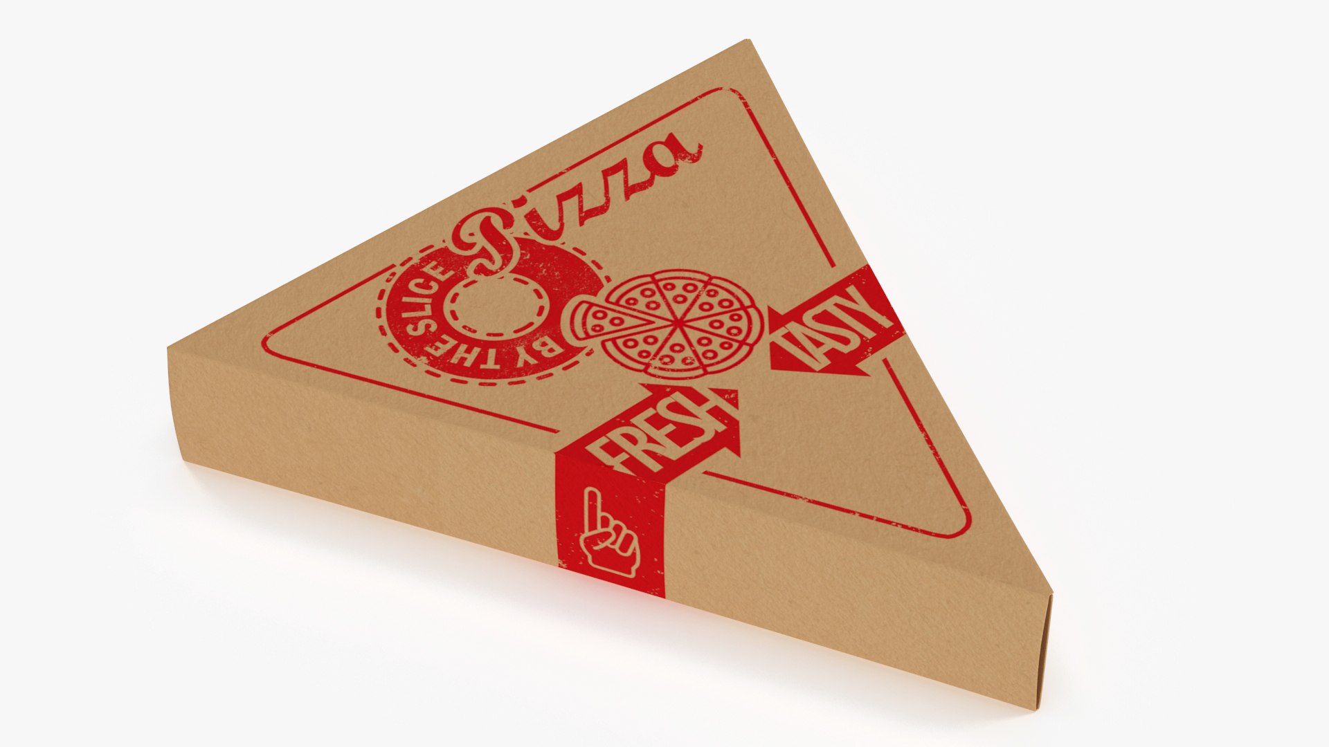 Triangle Craft Paper Pizza Packaging Box 3D model preview