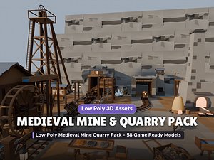 Low Poly Medieval Mine Quarry Pack - 58 Game Ready Models