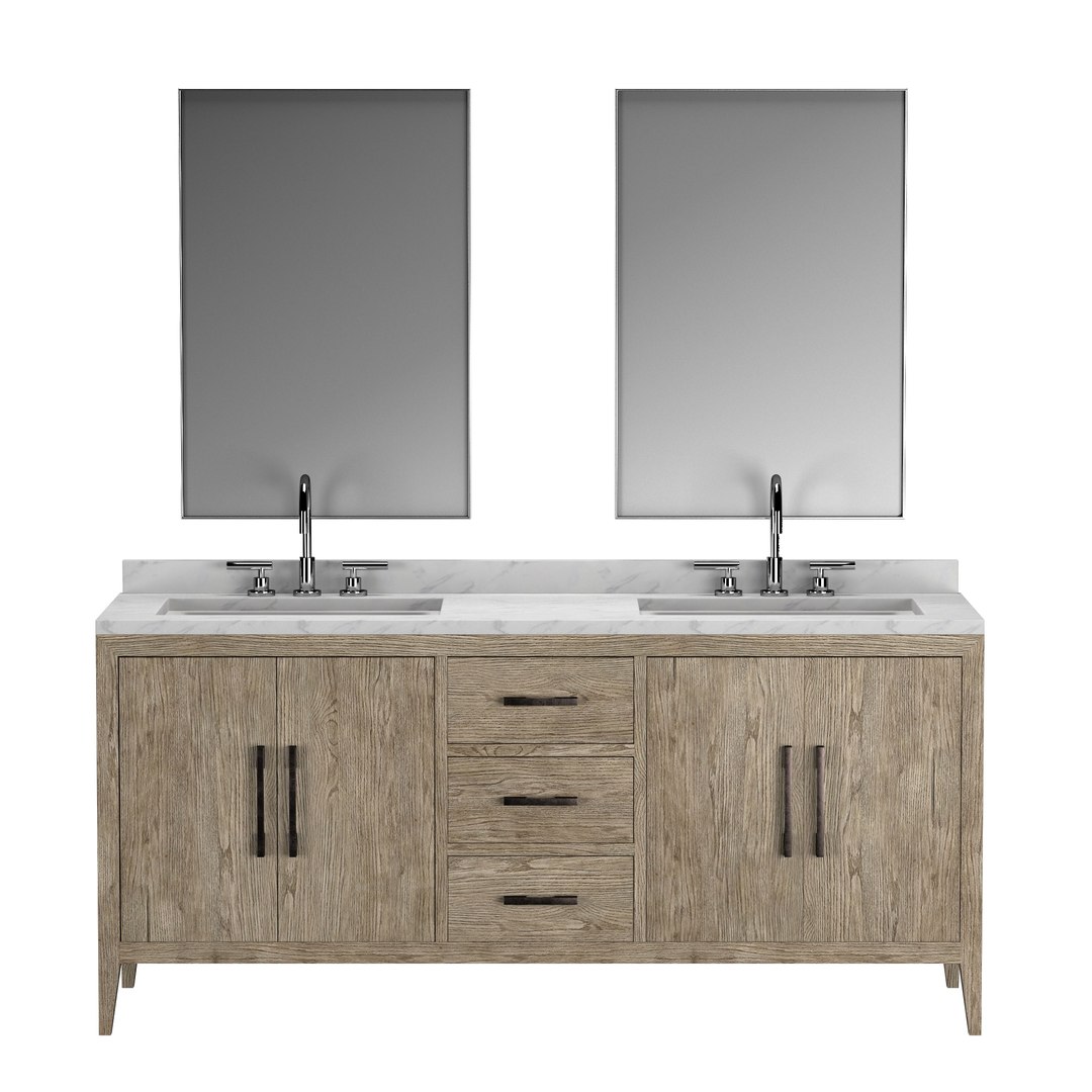 3D Model FRENCH CONTEMPORARY DOUBLE VANITY Gray TurboSquid 1898148